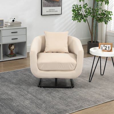 Modern Velvet Accent Chair Beige Armchairs Living Room Lounge Chairs