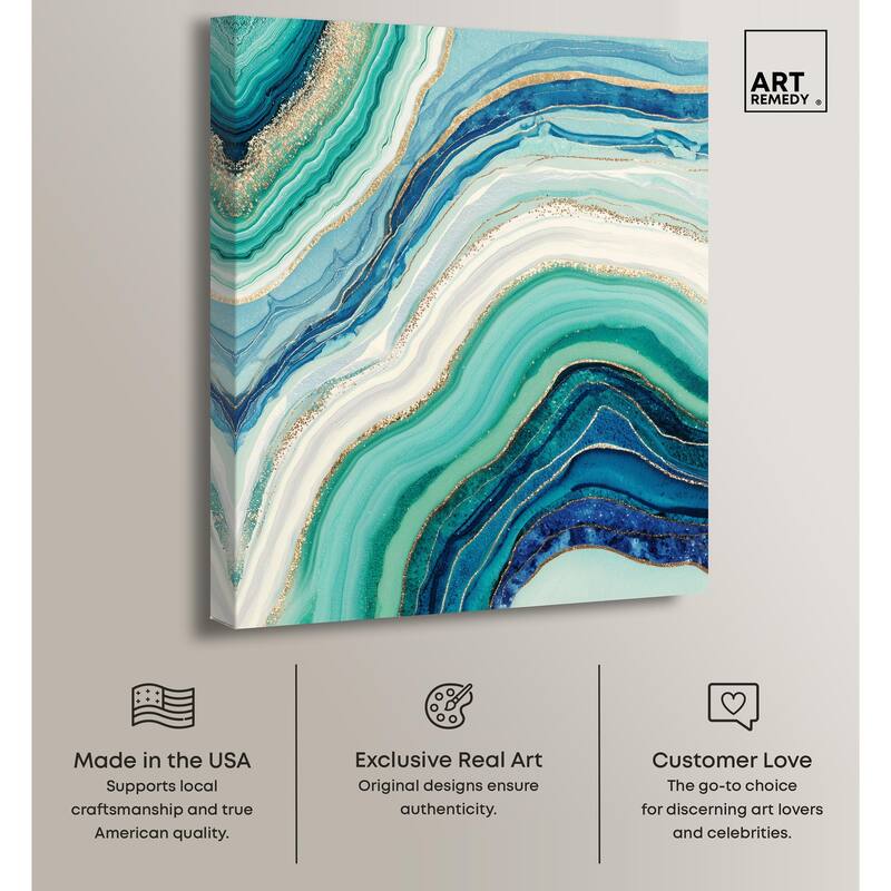 Blue Green Abstract Agate I Canvas by Art Remedy, Gallery Wrapped