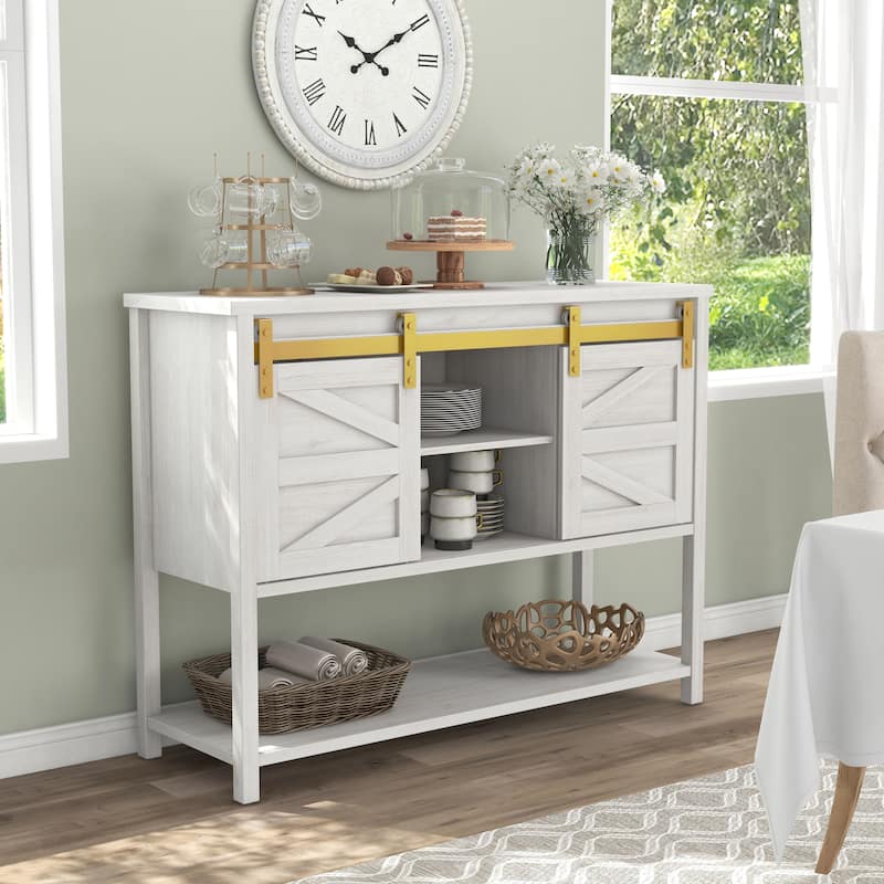DH BASIC Modern Farmhouse White Oak 47" 4-shelf Buffet by Denhour - White Oak