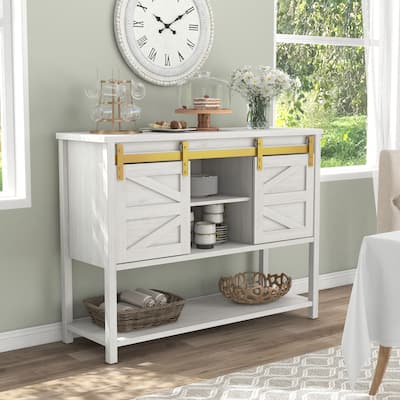 DH BASIC Modern Farmhouse White Oak 47" 4-shelf Buffet by Denhour