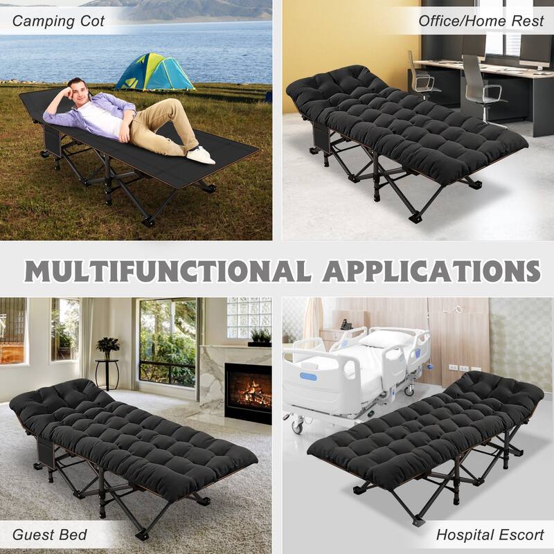 DoCred Portable Folding Camping Cot with 2 Side Mattress, 600 lbs