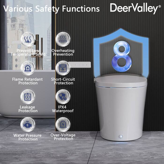 DV-1S0150-V3 Smart Bidet Toilet Elongated, Auto Open/Close Lid, Seat Heat, Foot Kick & Blackout Flush, Premium