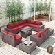 preview thumbnail 31 of 125, Kullavik 13 Pieces Outdoor Patio Furniture Set with Fire Pit Table w/ Wide Armrests