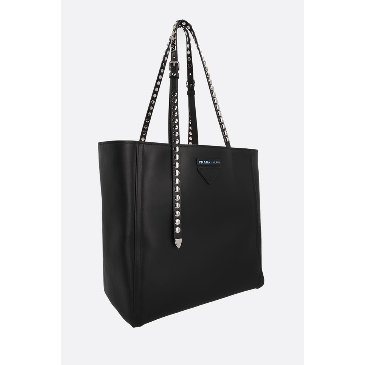 Prada Etiquette Concept Nero Black Calfskin Calf Leather Tote