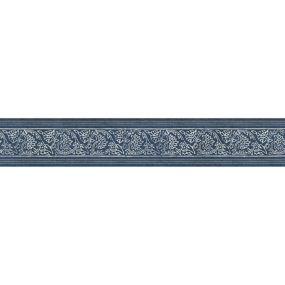 Chesapeake Carved Floral Blue Trim Wall Border