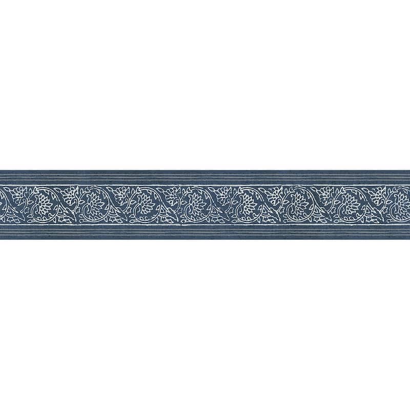 Chesapeake Carved Floral Blue Trim Wall Border
