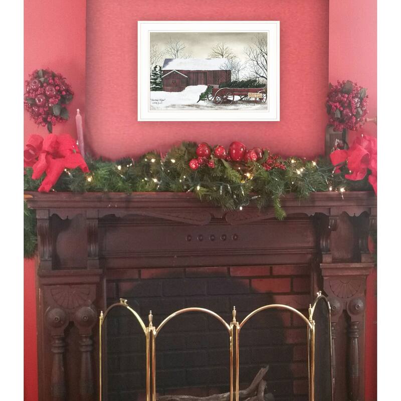 TrendyDecor4U Farmhouse "Christmas Wagon" Framed Print Wall Art by Billy Jacobs - Holiday
