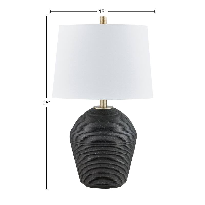 Tricia 25" Table Lamp with Linen Shade, Black (Set of 2)