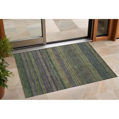 Jaso Stripe Weather Resistant Blended Style Outdoor Rug