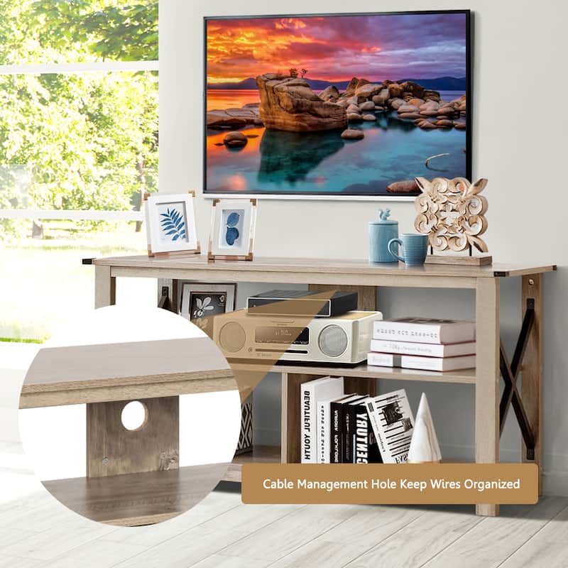 Gymax 3-Tier TV Stand Entertainment Center for TV's up to 55'' w/ Open - 47'' x 16'' x 23.5''