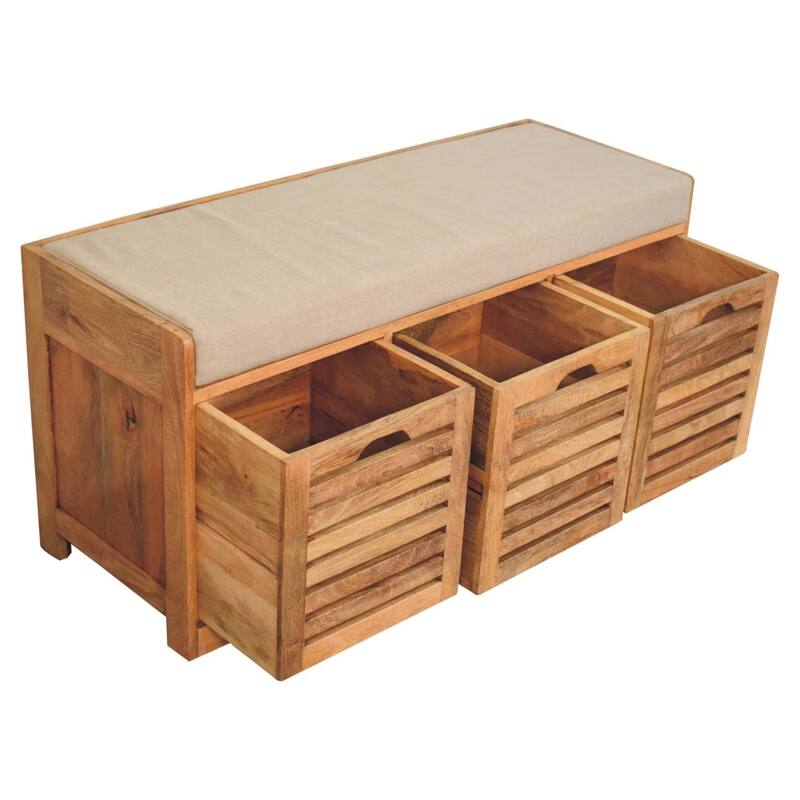 Artisan Furniture Solid Wood Shutter Oak-ish Shoe Bench
