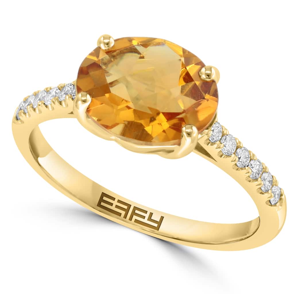 EFFY 14K Gold Diamond, Oval Citrine Ring