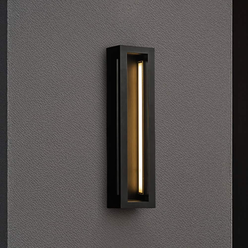 Modern Outdoor Wall Light with Dusk to Dawn Sensor Matte Black 30W Integrated LED with Acrylic Shade for Garage Entryway