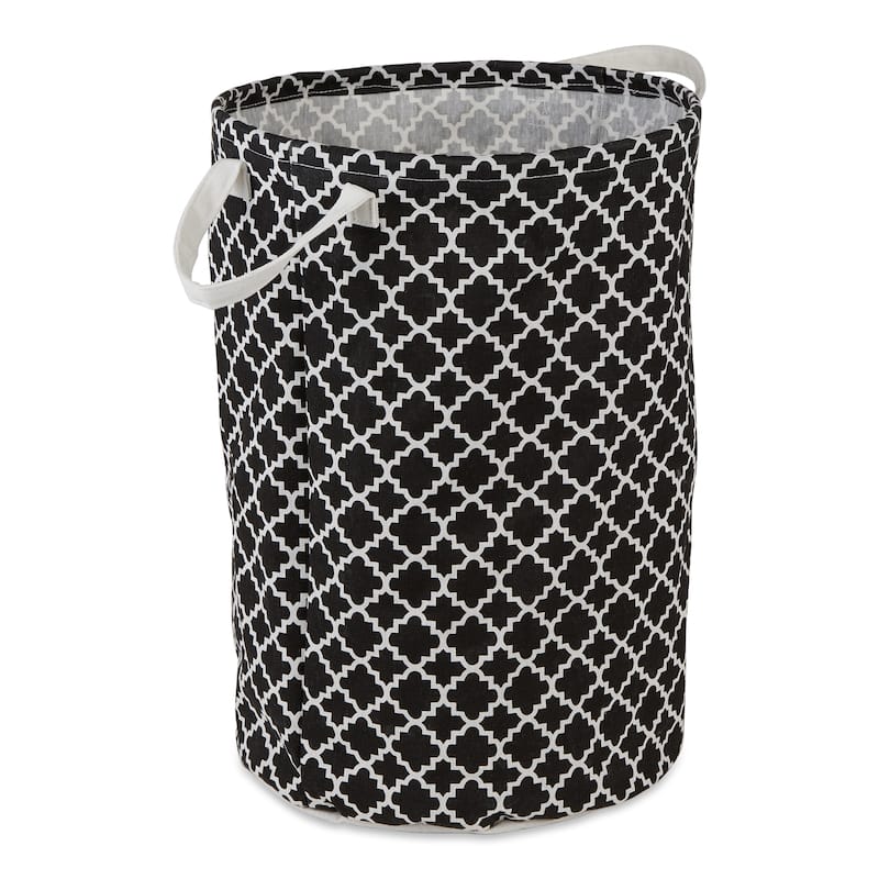 PE-Coated Cotton Polyester Laundry Hamper Lattice Round - Laundry Hamper, 13.5x13.5x20"