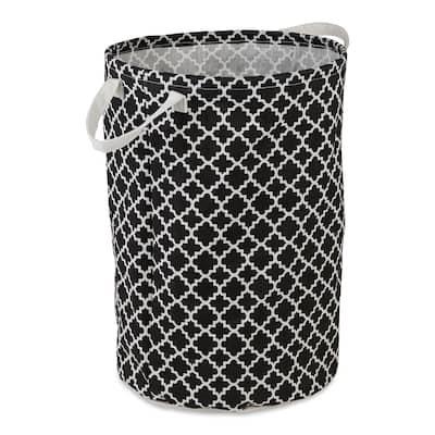 PE-Coated Cotton Polyester Laundry Hamper Lattice Round - Laundry Hamper, 13.5x13.5x20"