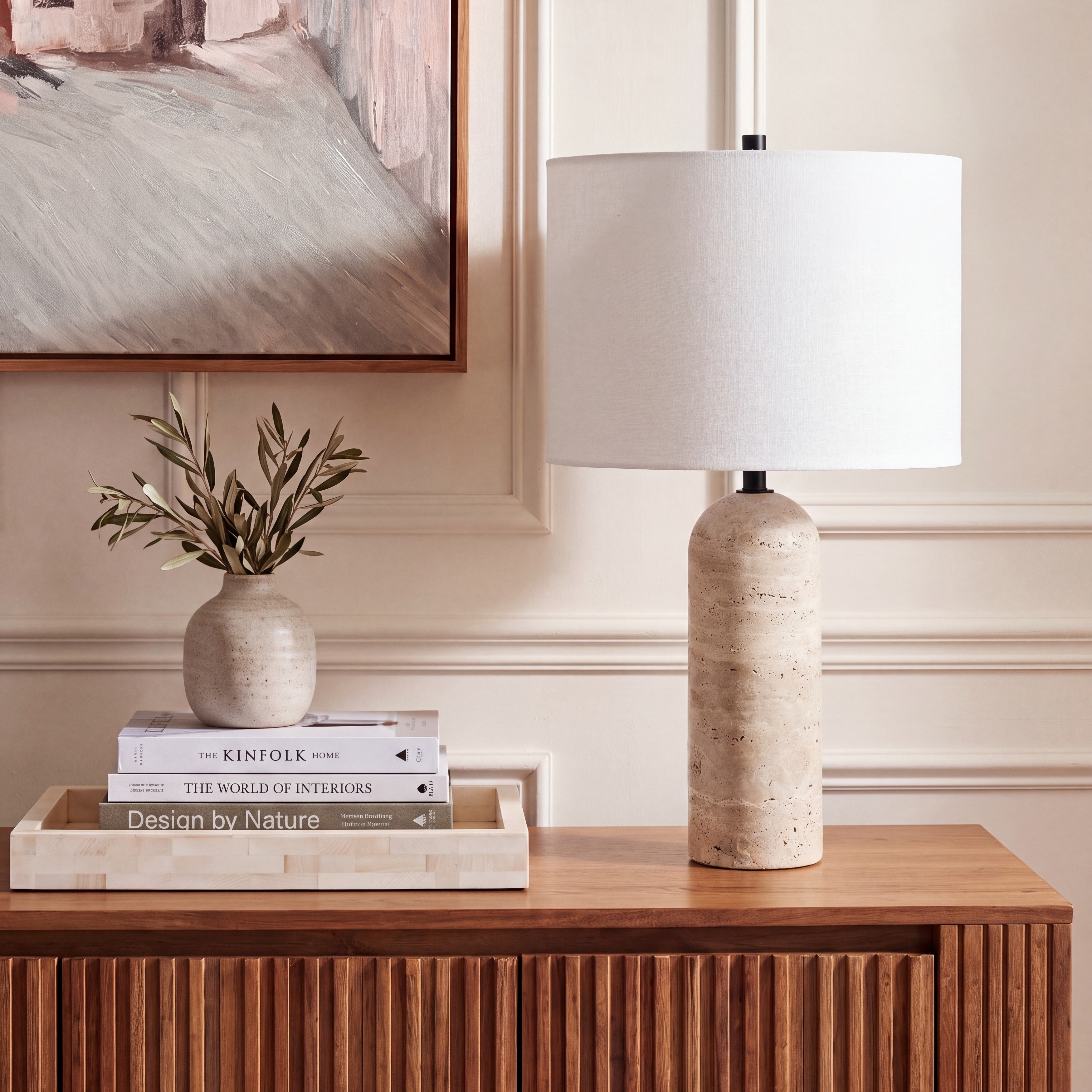 SAFAVIEH Lighting Grainne Scandinavian Stone Table Lamp, 24-Inch - 14Wx14Dx24H