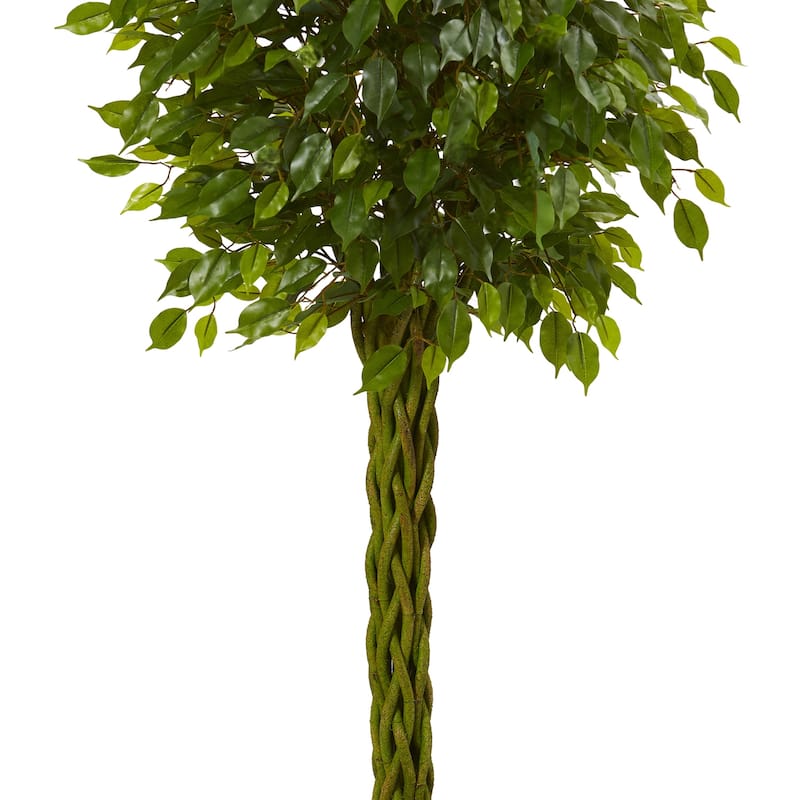 Farmhouse Artificial Tree 5ft - Indoor Outdoor Decor, Woven Trunk, UV Proof, Home Office, Elegant Design - Green - 51-60 Inches