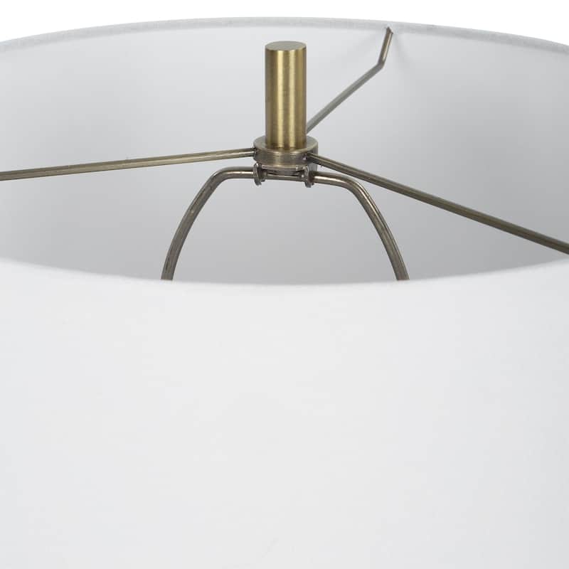 Abstract Geometric Glossy Table Lamp with Tapered Drum Shade- 31" - Navy Blue