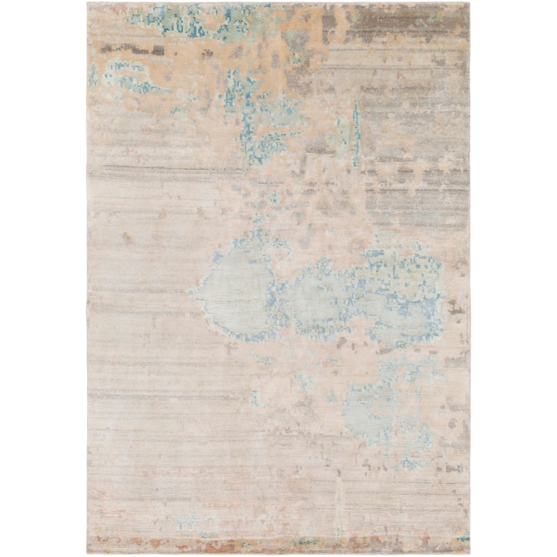 Hand Knotted Keys Art Silk/Wool Area Rug - 6' x 9' - Cream