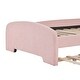 preview thumbnail 6 of 6, Pink+Trundle Chenille Upholstered Twin Platform Bed, Cartoon Ears Headboard, Guardrail