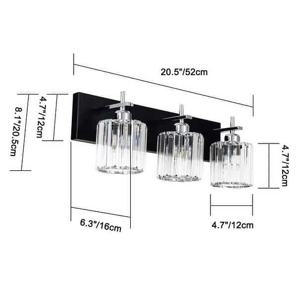 dimension image slide 5 of 17, Mid-Century Modern Dimmable Bathroom Vanity Light Crystal Glass Wall Sconce