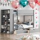 preview thumbnail 1 of 24, Twin over Twin Bunk Bed With 2 Drawers & Multi-layer Cabinet Gray