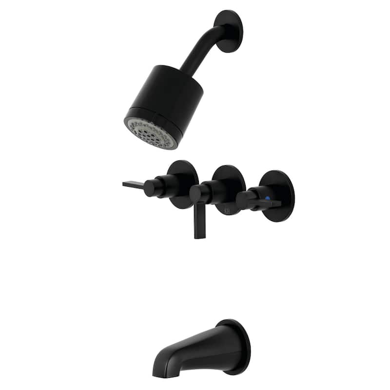 NuvoFusion Three-Handle Tub and Shower Faucet - Matte Black