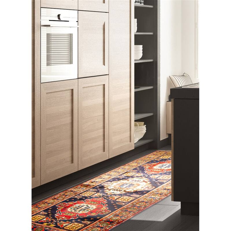 ECARPETGALLERY Hand-knotted Kayseri Navy Wool Rug - 4'8 x 11'5