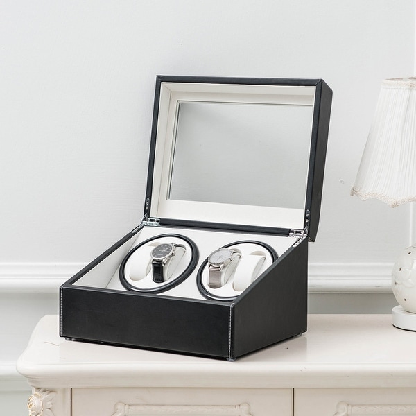 Leather 4 6 Watchs Winder Storage Automatic Rotation Display Case Box. Opens flyout.
