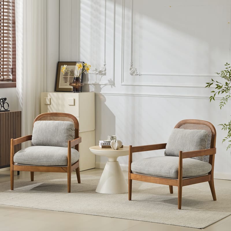 Christopher Knight Home - Anna Compact Rattan Accent Chairs with Mid-Century Charm
