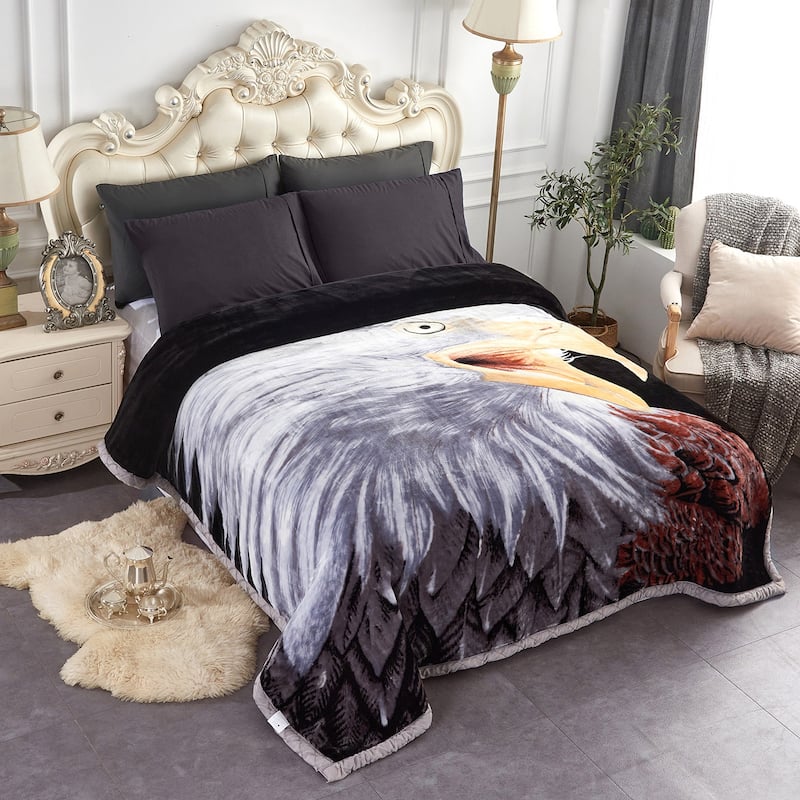 Floral & Animal 2-Ply Heavy Raschel Blanket 85" X 95"