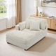 preview thumbnail 9 of 18, 41" W Plush Corduroy Chaise Lounge with Pillows Left Facing - White-Chaise&2 Pillows