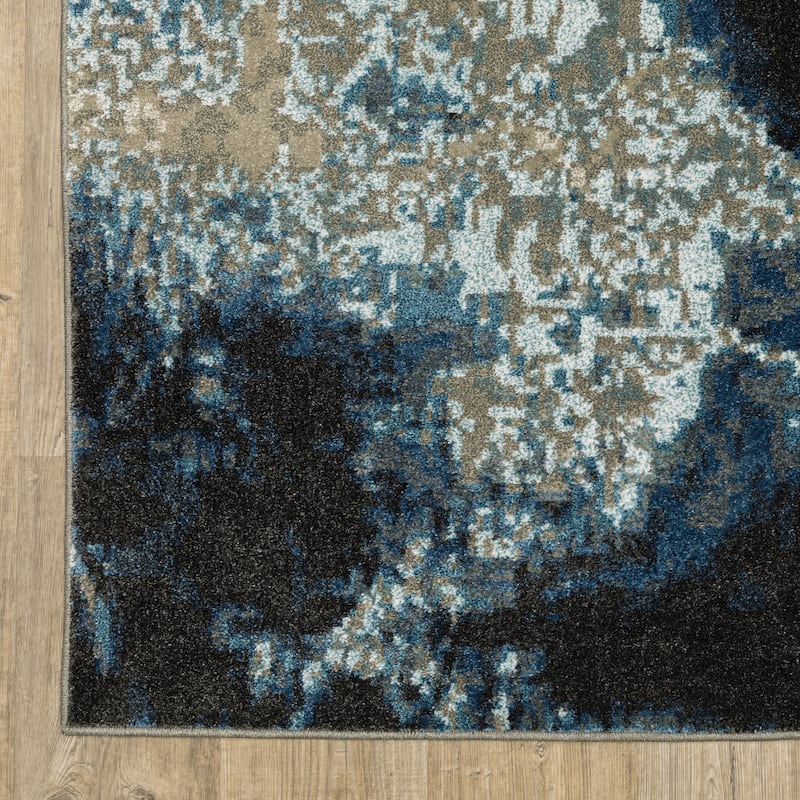 Vista Home Vance Contemporary Abstract Blue Area Rug
