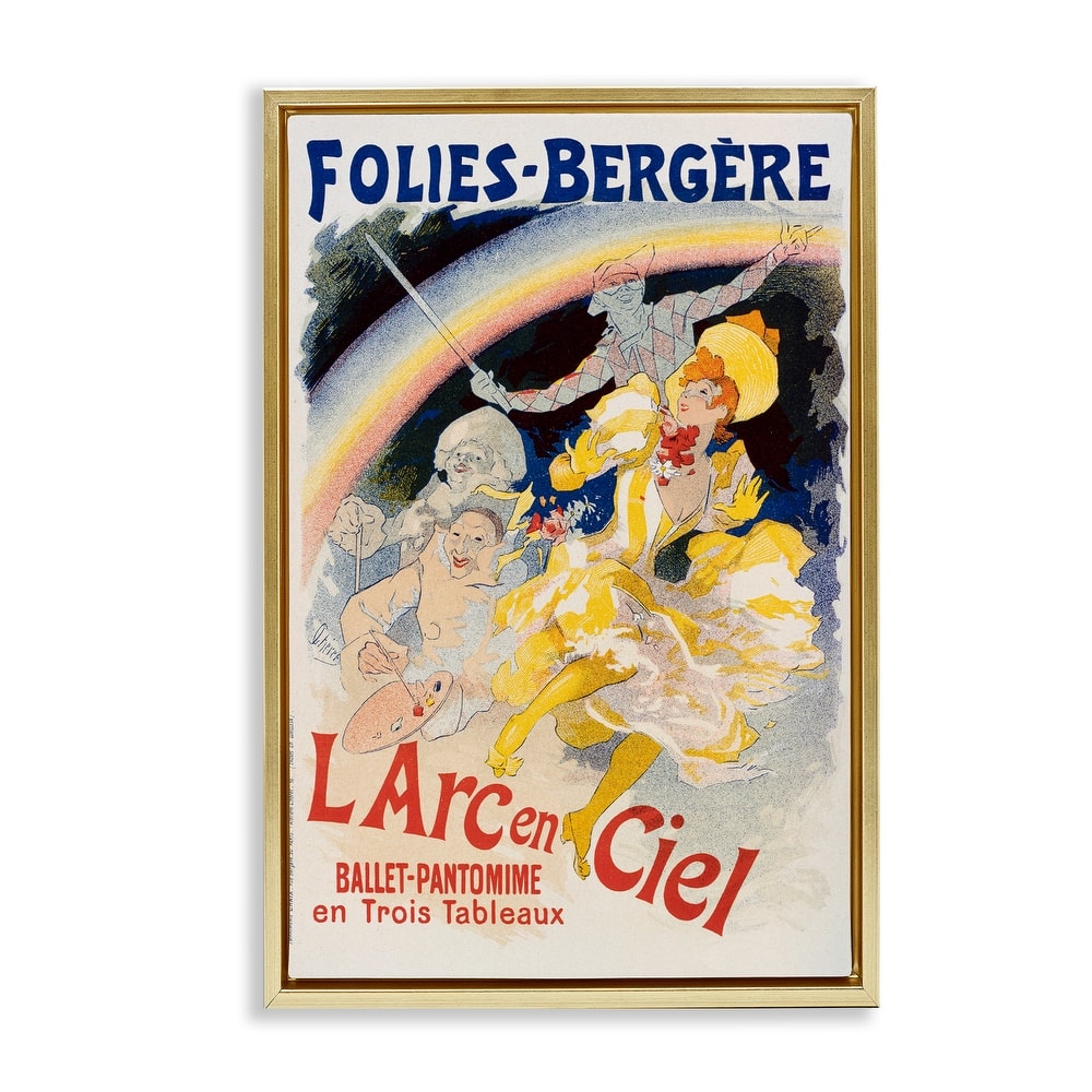 Stupell Vintage Ballet Entertainment Ad Framed Floater Canvas Wall Art Design By Marcus Jules