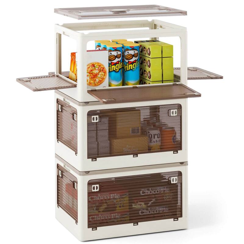 Costway 3/6 Pack Stackable Storage Bins with Lids 34.5 Gallon - 3 Pack