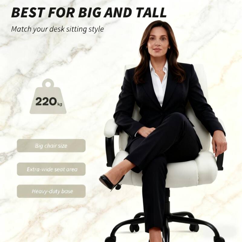 Executive Office Chair - Plush Padding, Adjustable & Rolling Wheels for Effortless Office Style