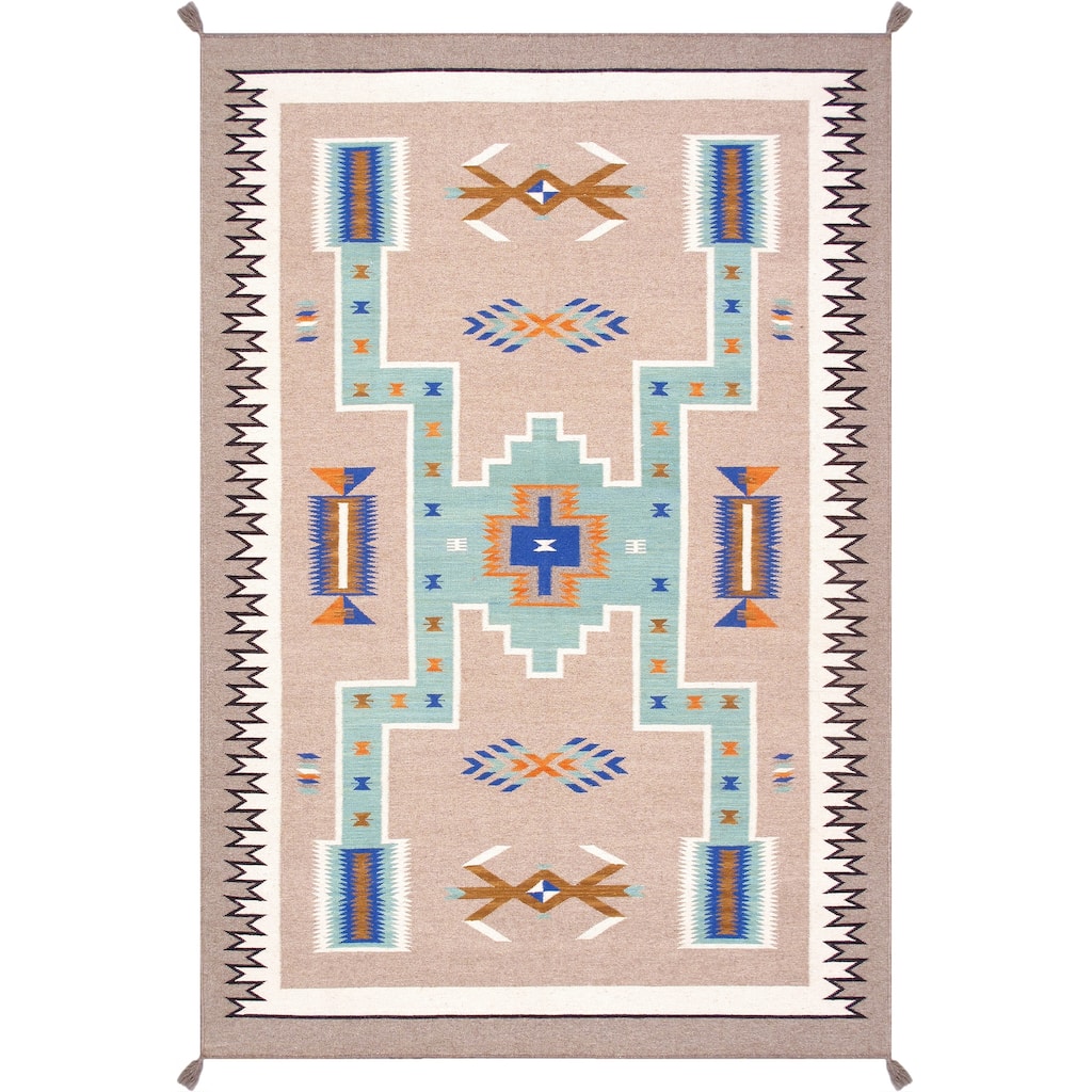 Pasargad Home Tuscany Reversible Wool Mocha Area Rug - 6' 0'' X 9' 0''