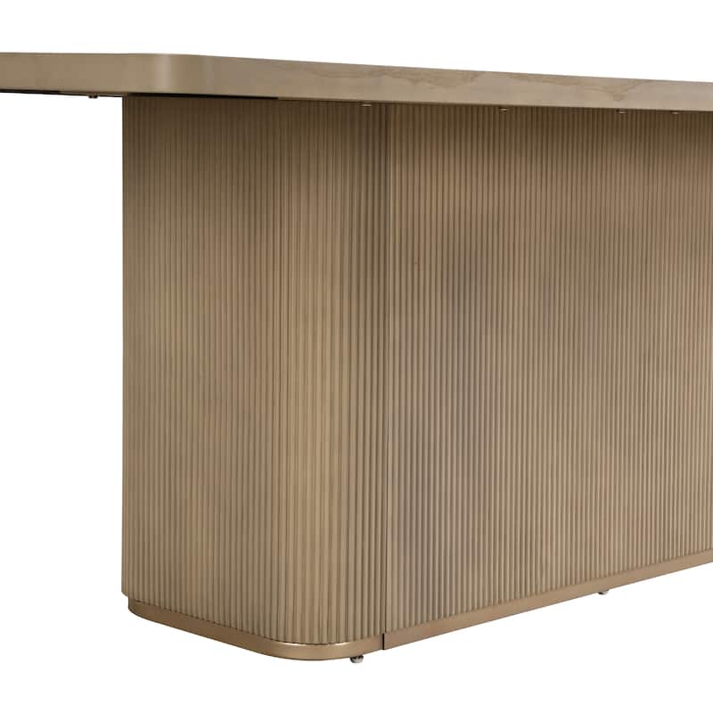 Christopher Knight Home - Forest 7-Piece Upholstered Dining Set with 84" Rectangular Pillar Base Dining Table