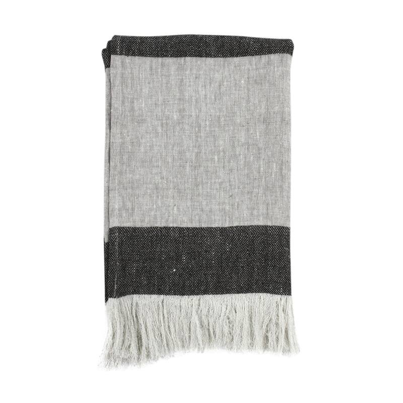 Villa by Classic Home Talara 100% Belgian Linen Throw Blanket - 50x70 - Multicolor