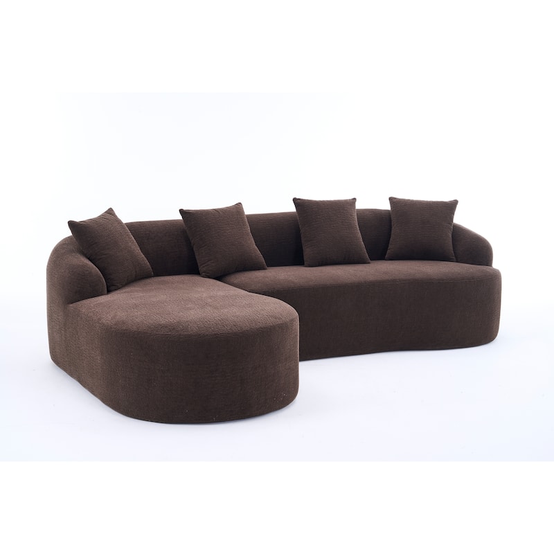 98.4" Chenille L-Shaped 3-Seater Sofa with Chaise Lounge and 4 Pillows