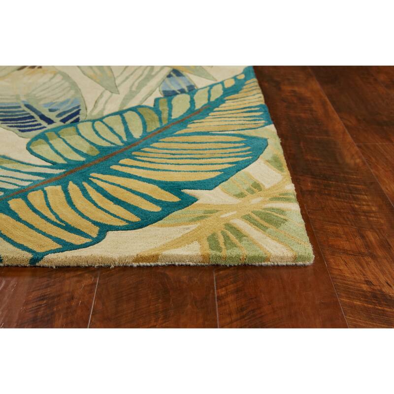 Porch & Den Hand-tufted Wool Tropical Leaf Area Rug