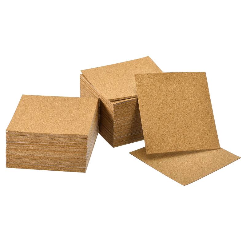 100 Pcs Self-Adhesive Cork Square, 2mm Thick 4" Cork Tiles Backing Sheets - Brown