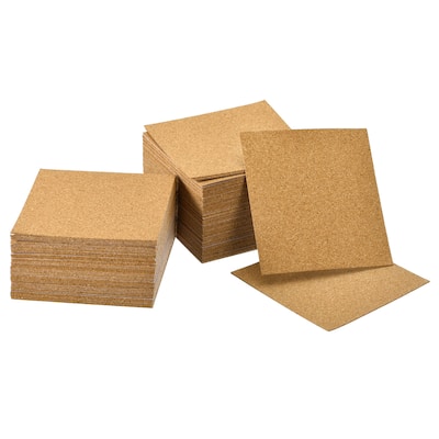 100 Pcs Self-Adhesive Cork Square, 2mm Thick 4" Cork Tiles Backing Sheets - Brown