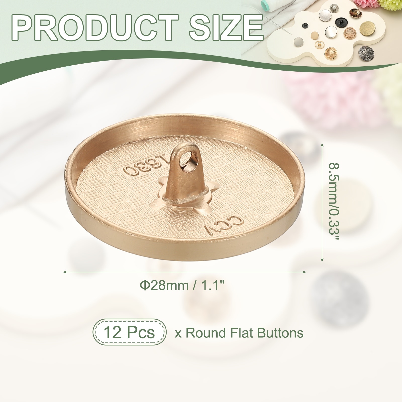 Metal Round Flat Buttons, Alloy Shank Round Shaped Sewing Buttons - Fitting for (Men - Women - Coat)