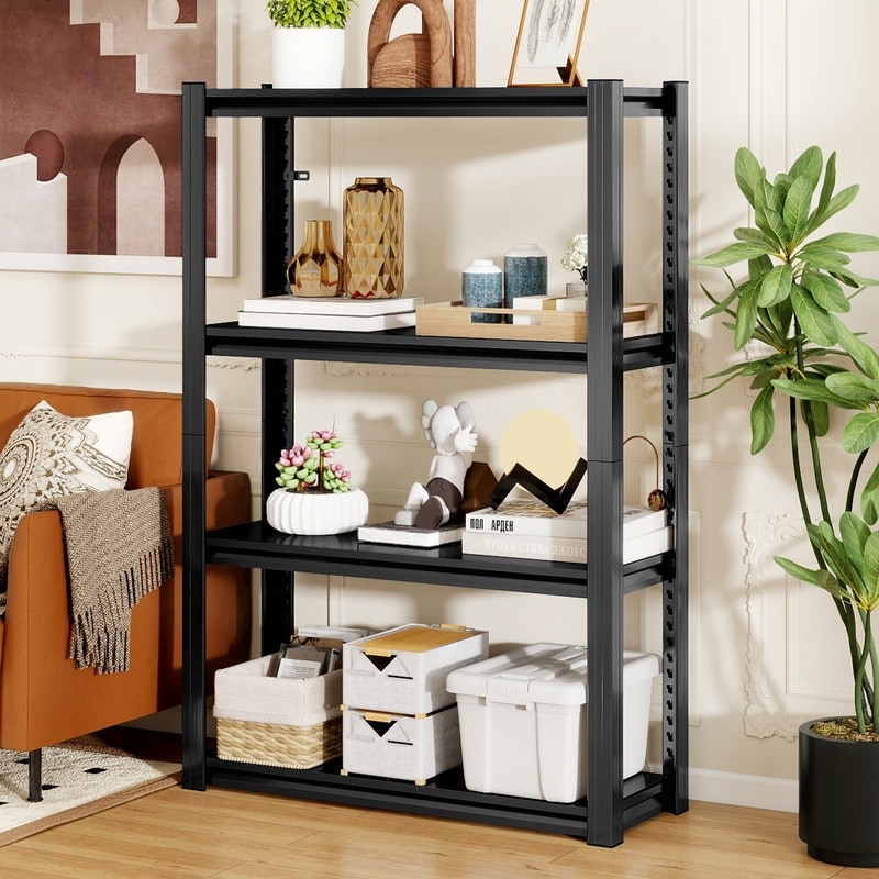 59/63 in. H Adjustable Heavy-Duty Metal Storage Shelves, 4/5 Tier Multi-Purpose Garage & Home Rack, Black