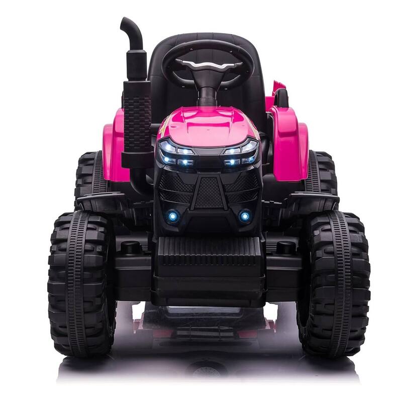 12V Electric Kids Ride On Tractor with Trailer for Boys & Girls Ages 3-6, Red