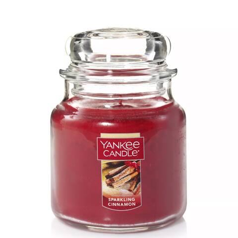 Yankee Candle Medium Jar Candle, Sparkling Cinnamon, 14.5 Ounces - Red