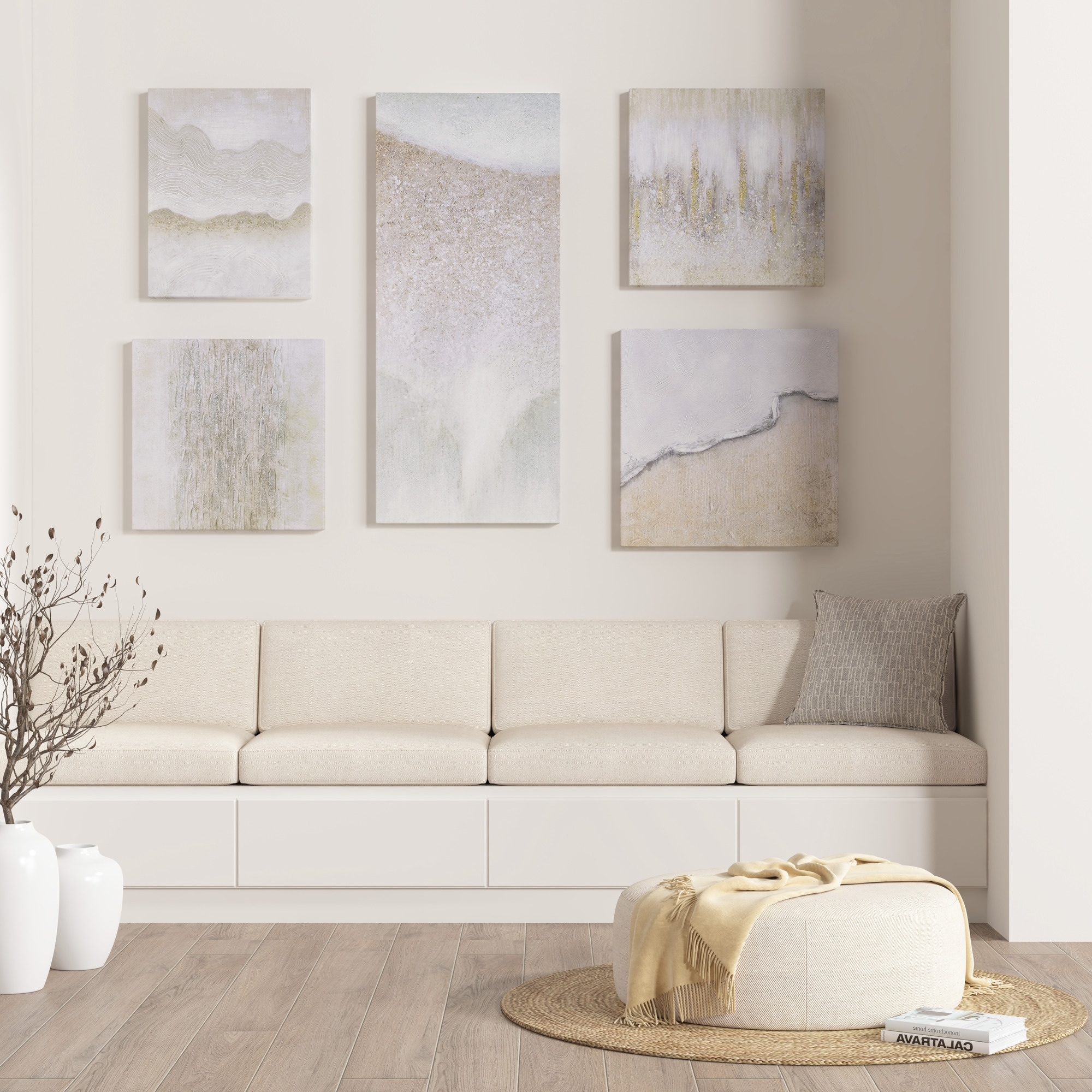 Madison Park Natural Essence Hand Embellished Abstract 5-piece Gallery Canvas  Wall Art Set On Sale Bed Bath  Beyond 35980300