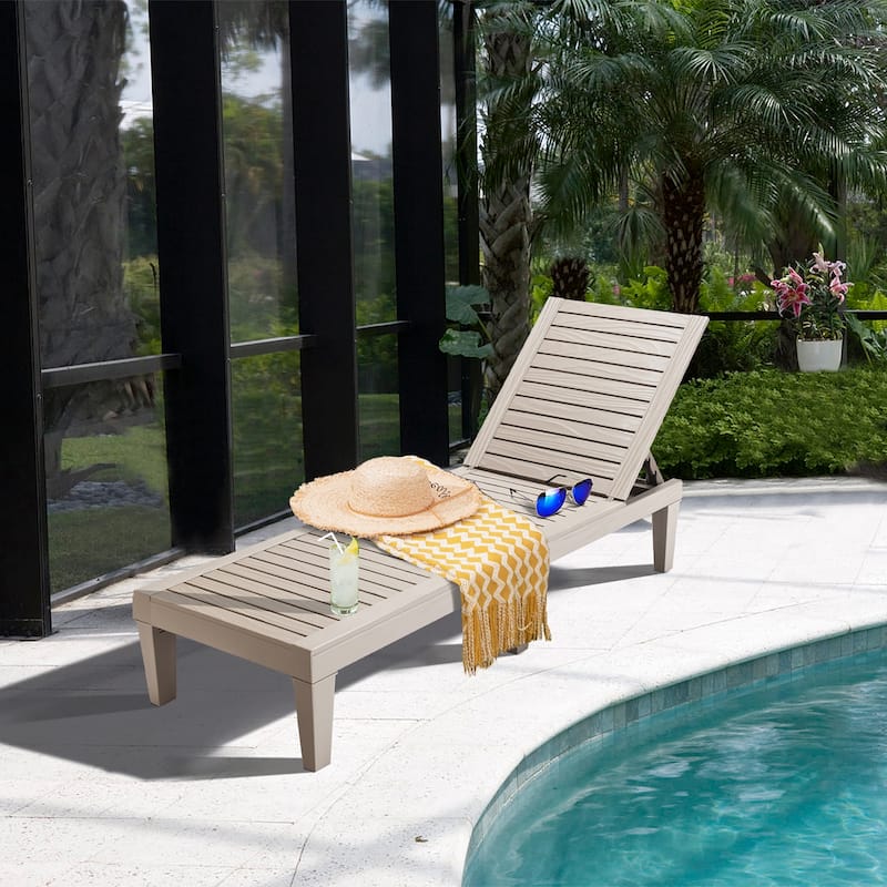 Costway Patio Lounge Chair Chaise Recliner Weather Resistant - Brown
