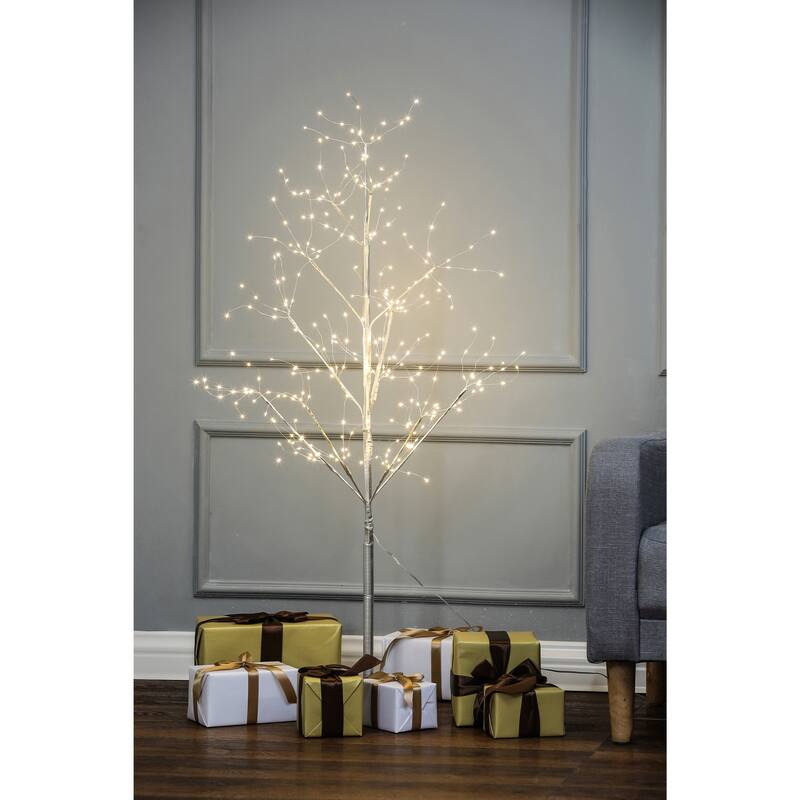 47.24" Artificial Birch Twig Tree Christmas Holiday Party Decoration with LED Lights